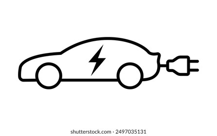 Electric car icon outline, eco friendly vehicle concept
