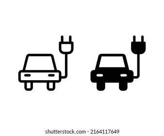 electric car icon. outline icon and solid icon