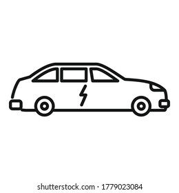 Electric car icon. Outline electric car vector icon for web design isolated on white background