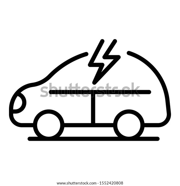 Electric car icon. Outline electric\
car vector icon for web design isolated on white\
background