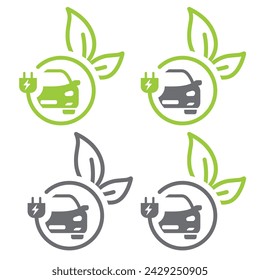 Electric car icon. Electric car with plug charging - logo.