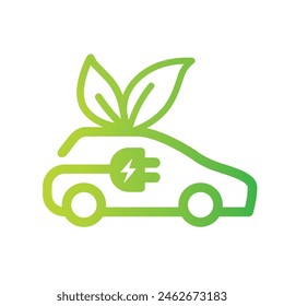 Icono de coche eléctrico. Coche eléctrico con carga de enchufe - logo.