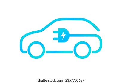 Electric car icon with plug. EV car. Eco friendly vehicle concept. Vector illustration