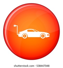 Electric car icon in red circle isolated on white background vector illustration