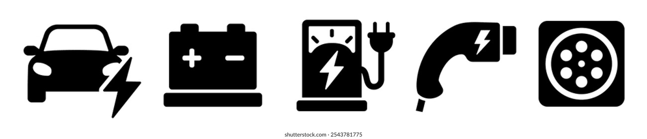 Electric car icon set. Electric car icon.