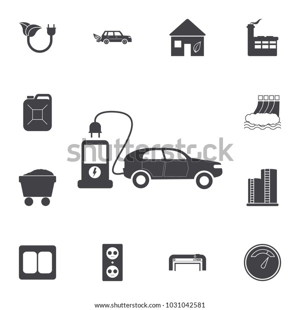 electric car Icon. Set of energy icons. Signs
and symbols collection icons for websites, web design, mobile app
on white background on white
background