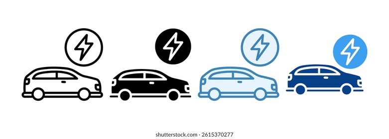 Electric Car Icon Set Multiple Style Collection