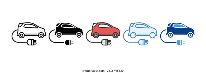 Electric Car Icon Set Multiple Style Collection