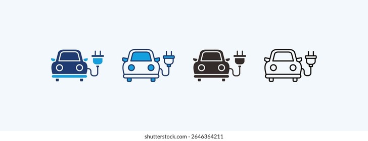 Conjunto de ícones de carro elétrico Coleção de estilos múltiplos