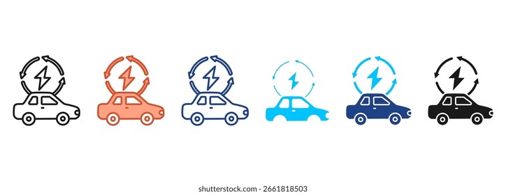 Electric Car Icon Set Multiple Style Collection