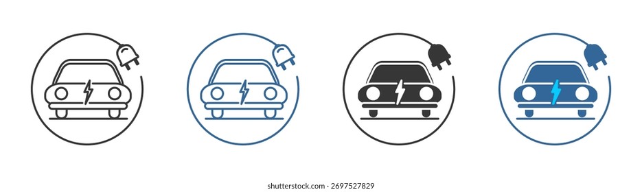 Conjunto de iconos de coche eléctrico colección de estilo múltiple