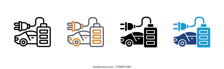 Conjunto de iconos de coche eléctrico colección de estilo múltiple