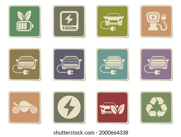 Electric car icon set for user interface design