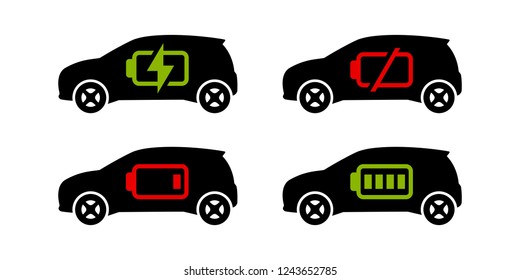 Electric Car Icon Set Vector