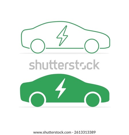 Electric car icon set.Vector isolated illustration. Side view.