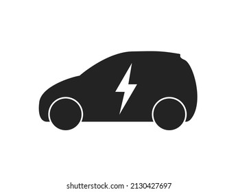 Electric car icon.   Side view of electric car. Eco friendly auto with electric battery. Hybrid Vehicles