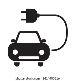 Electric car icon silhouette black isolated on white background eps 10