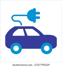 electric car icon. simple colored vector