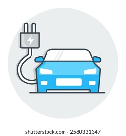 Electric Car Icon, Sustainable Transportation, Eco-Friendly Vehicle Symbol