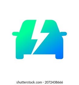 Electric car icon symbol, EV car, Green hybrid auto charging point logotype, Eco friendly vehicle concept, Vector illustration