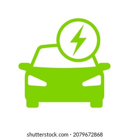 Electric car icon symbol, EV car, Green hybrid auto charging point logotype, Eco friendly vehicle concept, Vector illustration