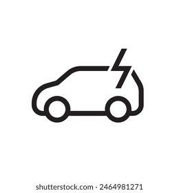 Electric car icon symbol, EV car, Green hybrid auto charging point, Eco friendly vehicle concept, Vector illustration