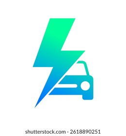 Electric car icon symbol, EV car, Green hybrid auto charging point logotype, Eco friendly vehicle concept, Vector illustration