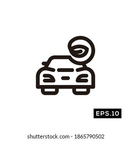 Electric Car Icon. Electric Car Tech Silhouette Symbol vector