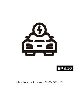 Electric Car Icon. Electric Car Tech Silhouette Symbol vector