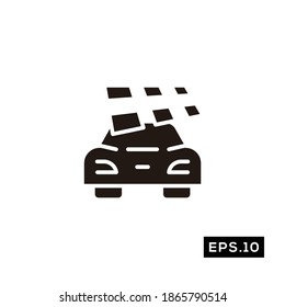 Electric Car Icon. Electric Car Tech Silhouette Symbol vector