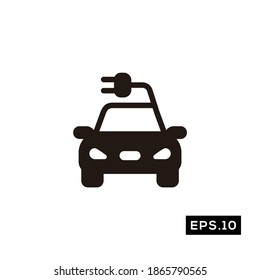 Electric Car Icon. Electric Car Tech Silhouette Symbol vector
