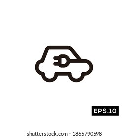 Icono de auto eléctrico. Vector de símbolo de silueta eléctrico de la tecnología del coche
