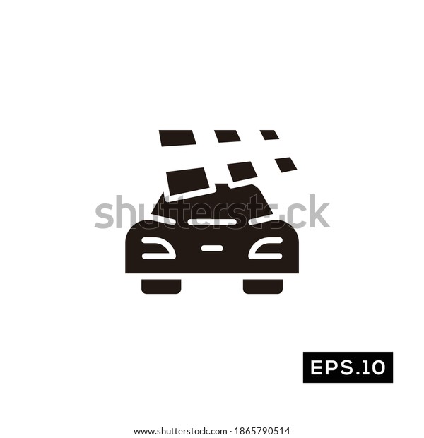 Electric Car Icon. Electric Car Tech Silhouette\
Symbol vector