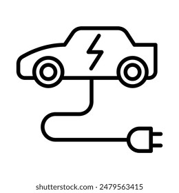 Electric car icon in thin line style Vector illustration graphic design