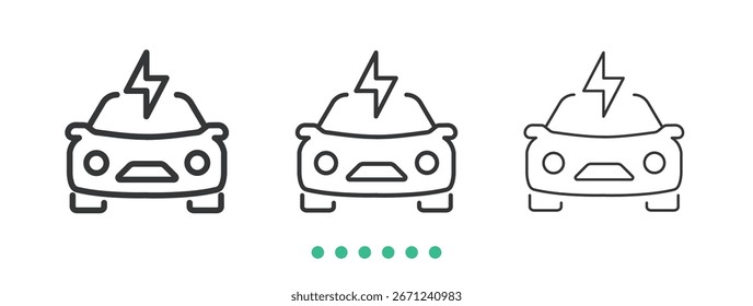 Electric car icon. Thin line icon vector