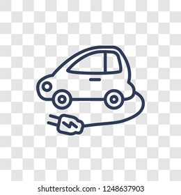 Electric car icon. Trendy linear Electric car logo concept on transparent background from Transportation collection