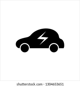 Electric Car Icon Vector Art Illustration