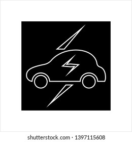 Electric Car Icon Vector Art Illustration