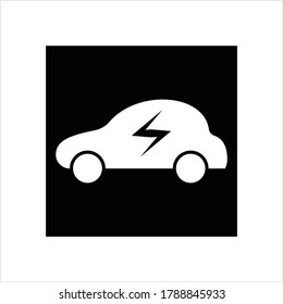 Electric Car Icon Vector Art Illustration