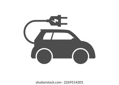 Icono de coche eléctrico ilustración de diseño vectorial, concepto de vehículo respetuoso con el medio ambiente y futuro