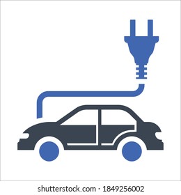 Electric Car Icon, vector graphics