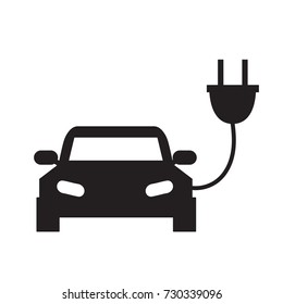 Electric Car Icon. Vector Illustration. Green Car