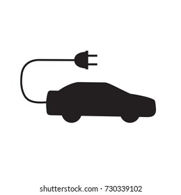 Electric Car Icon. Vector Illustration. Green Car