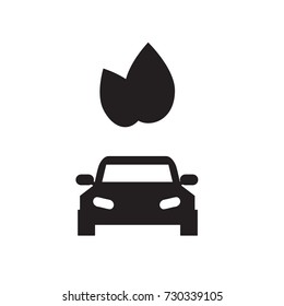 Electric Car Icon. Vector Illustration. Green Car