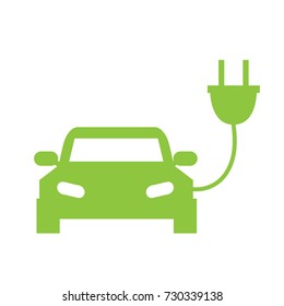 Electric Car Icon. Vector Illustration. Green Car