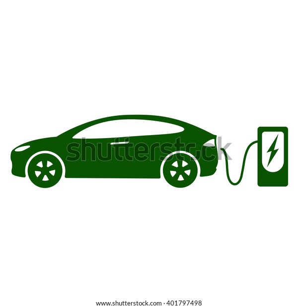 電気自動車のアイコンベクターイラスト 電気自動車と充電ステーションの側面図 のベクター画像素材 ロイヤリティフリー