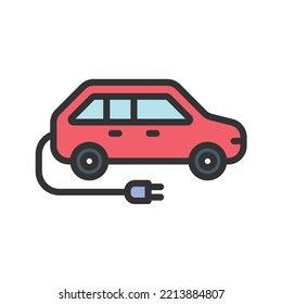 Imagen vectorial del icono del coche eléctrico. También se puede utilizar para vehículos. Adecuado para aplicaciones móviles, aplicaciones web y medios impresos.