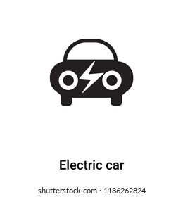 Electric car icon vector isolated on white background, logo concept of Electric car sign on transparent background, filled black symbol