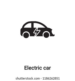 Electric car icon vector isolated on white background, logo concept of Electric car sign on transparent background, filled black symbol