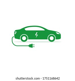 Icono de coche eléctrico, símbolo de auto electrónico aislado Vector.